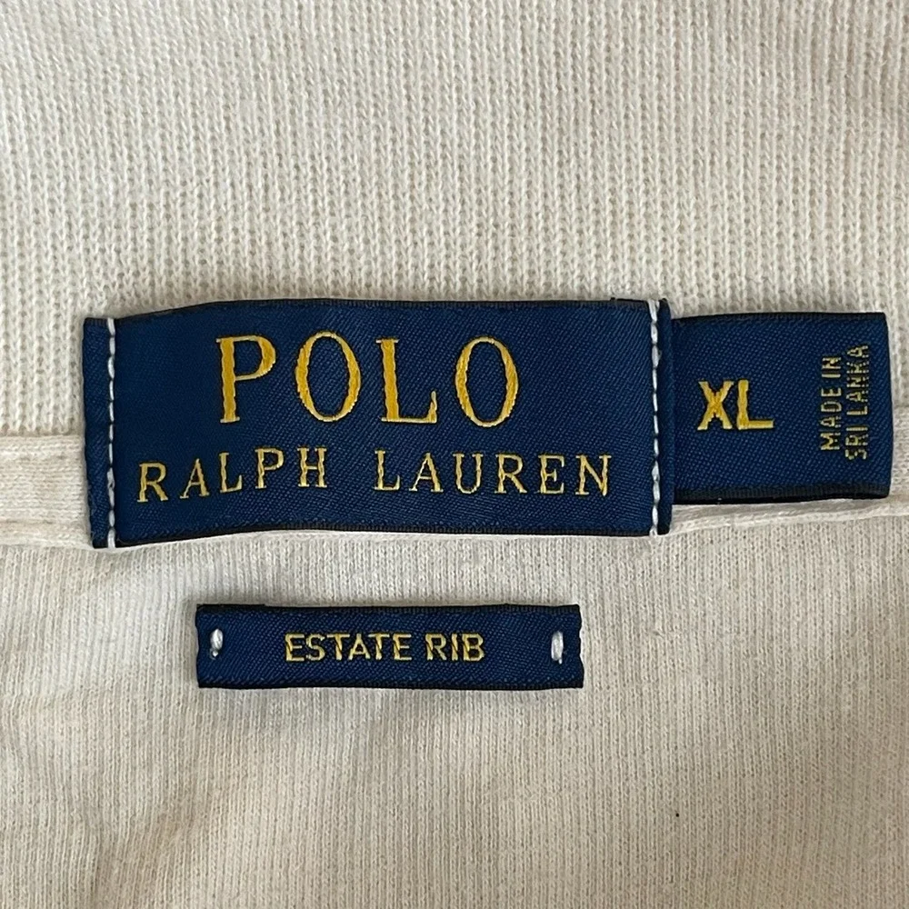 Polo Ralph Lauren Men's Beige Estate Rib Quarter Zip Pullover Sweater Size XL